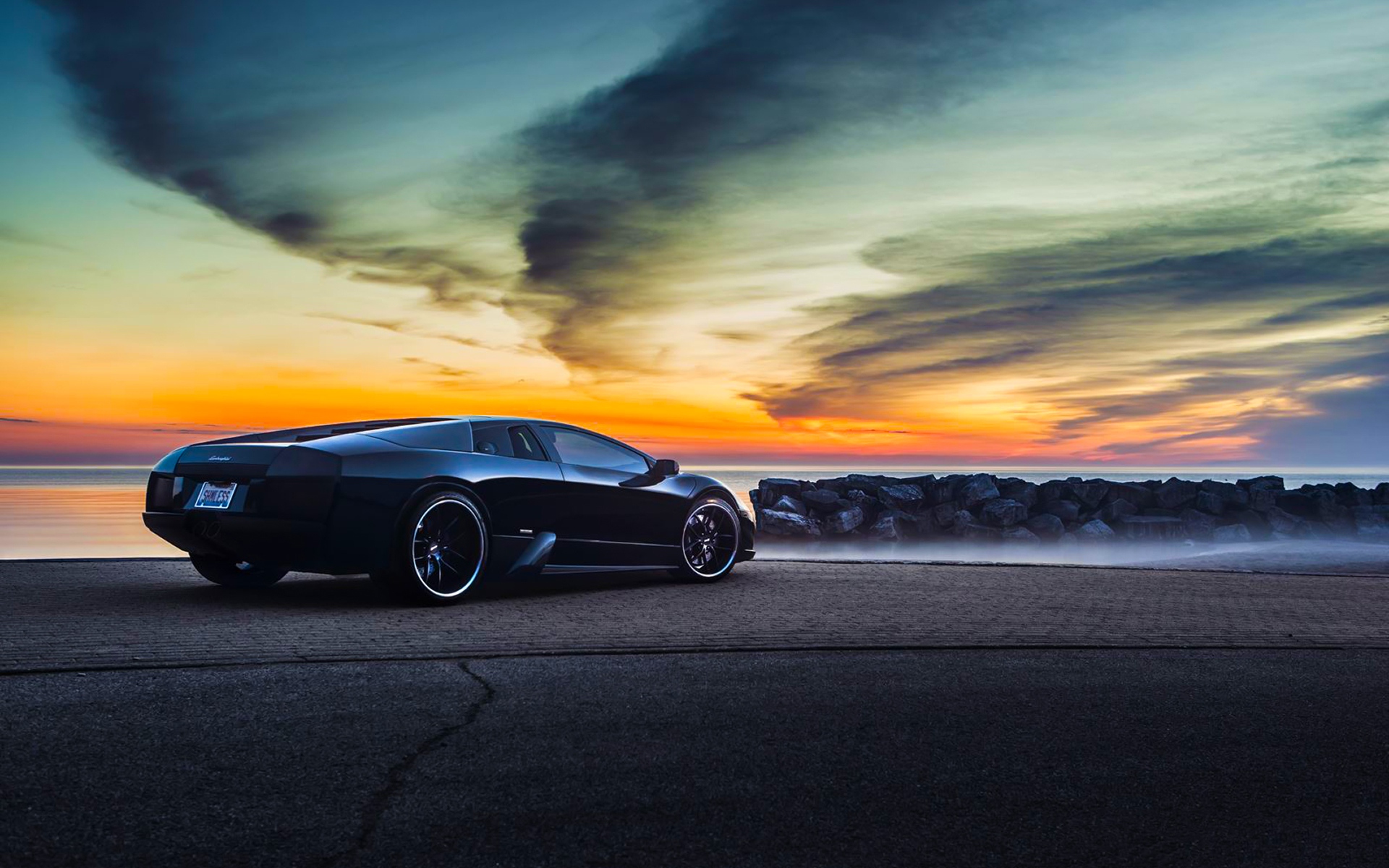 Картинки Ламборджини, Murcielago, lp640-4, v12, закат, вид сбоку фото и обои на рабочий стол