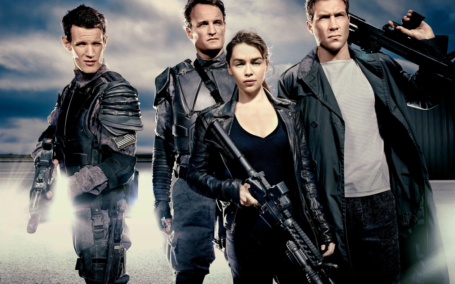Картинки терминатор Genisys, Джейсон Кларк, Эмилия Кларк, Джай Кортни, Мэтт Смит фото и обои на рабочий стол