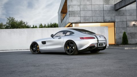 Mercedes-benz, amg, gt, серебристый, вид сбоку, тюнинг