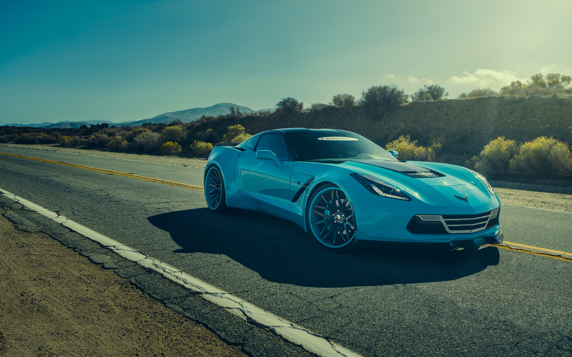 Картинки Forgiato, corvette, chevrolet, синий, вид сбоку фото и обои на рабочий стол