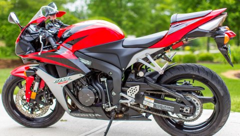 Honda, motorcycle, красный, вид сбоку