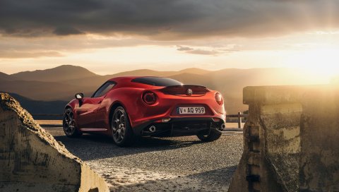 Alfa-romeo, 4c, версия для запуска, красный, вид сзади