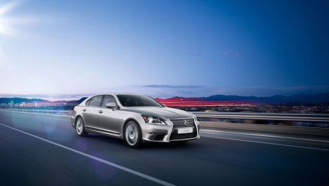 Lexus, ls-eu, серебро, движение, город