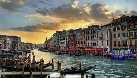 Италия, Венеция, дома, канал, hdr