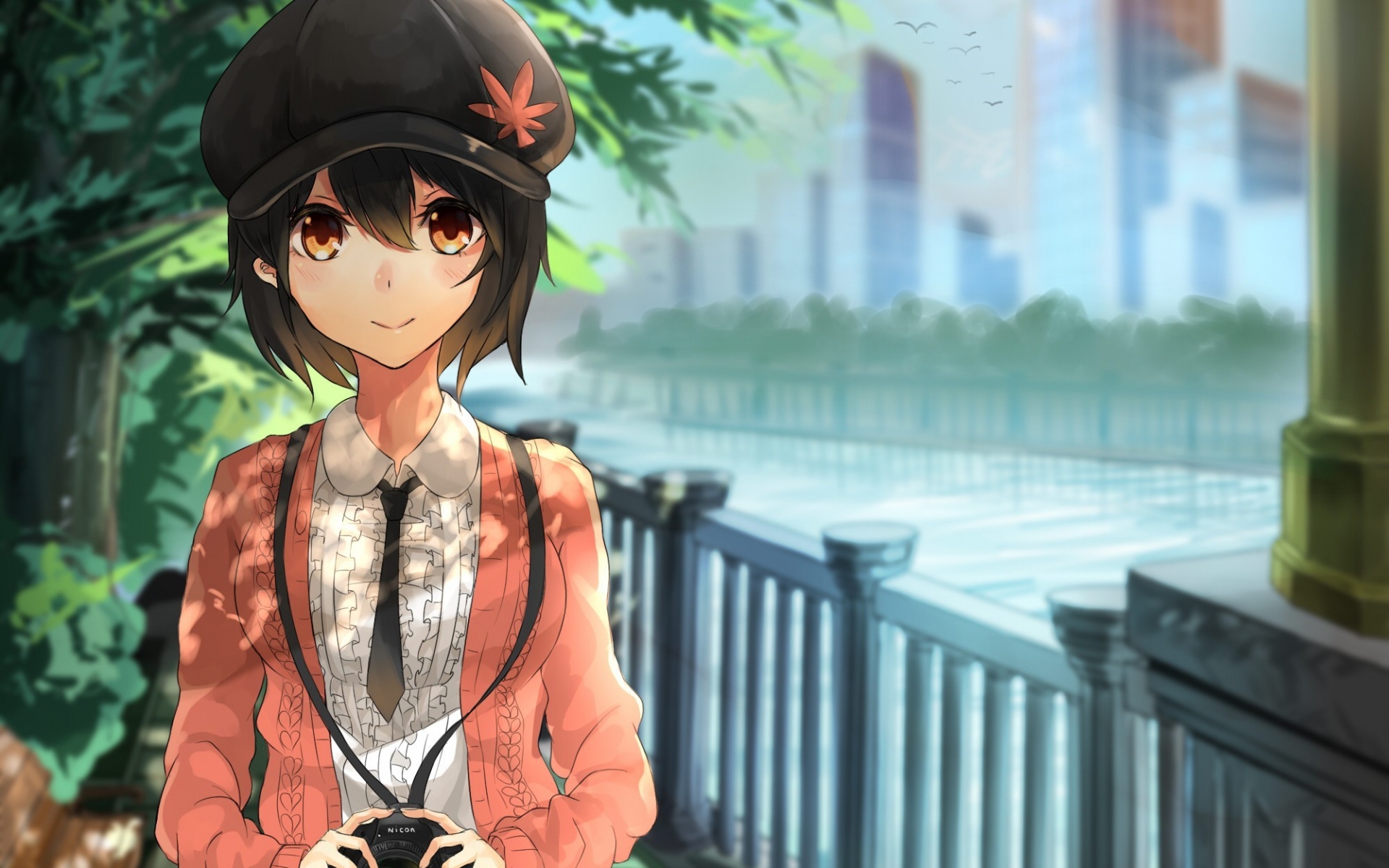 Картинки Akira, touhou, shameimaru aya, девушка, камера, улица фото и обои на рабочий стол