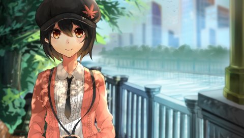 Akira, touhou, shameimaru aya, девушка, камера, улица