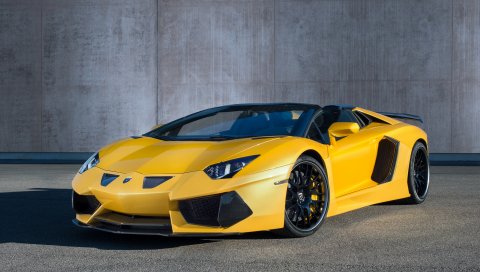 Hamann, lamborghini, aventador, родстер, lb834, желтый, вид сбоку