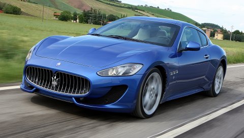 Maserati, granturismo, синий, вид сбоку, скорость