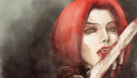 Bloodrayne, девушка, кровь, лицо, искусство