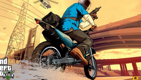 Grand Theft Auto v, gta, rockstar игры, мотоцикл