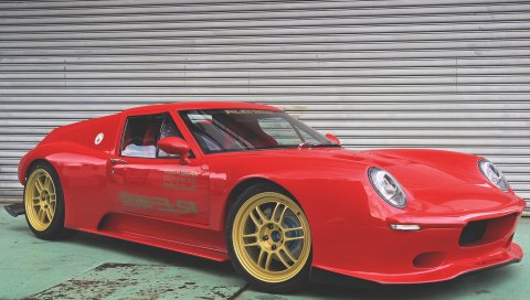 Lotus europa, автомобиль, красный, вид сбоку, тюнинг