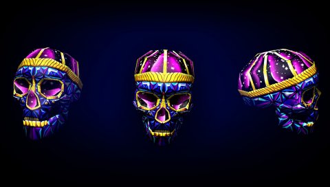 Череп, искусство, яркий, 3d