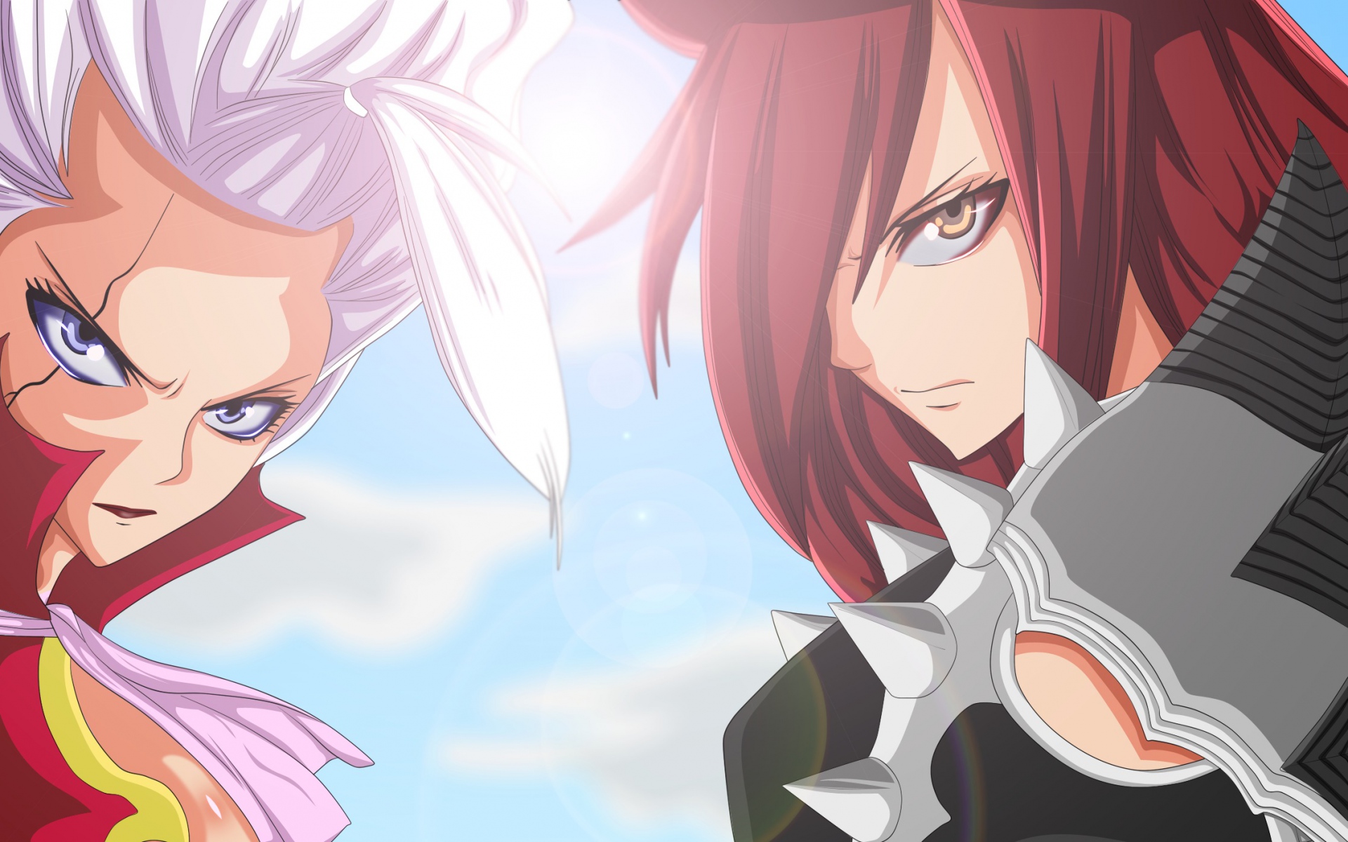 Картинки Волшебный хвост, erza scarlet, mirajane strauss, лицо, аниме, девушка, глаза фото и обои на рабочий стол