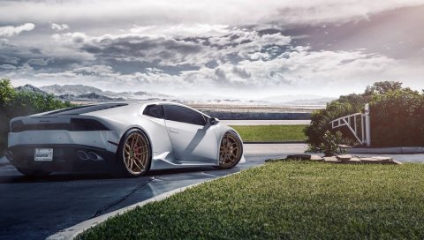 Lamborghini, huracan, lp640-4, белый, вид сбоку