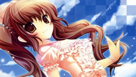 Touhou, himekaidou hatate, девушка, аниме, платье, взгляд