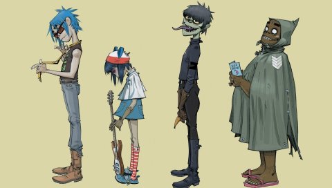 Gorillaz, Джейми Хьюлетт, лапшой,Мердок Никкалс, Расселл Хобс