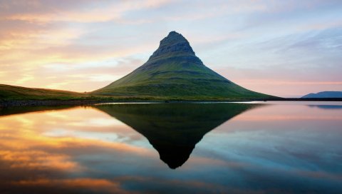 Iceland, горы, озеро, отражение