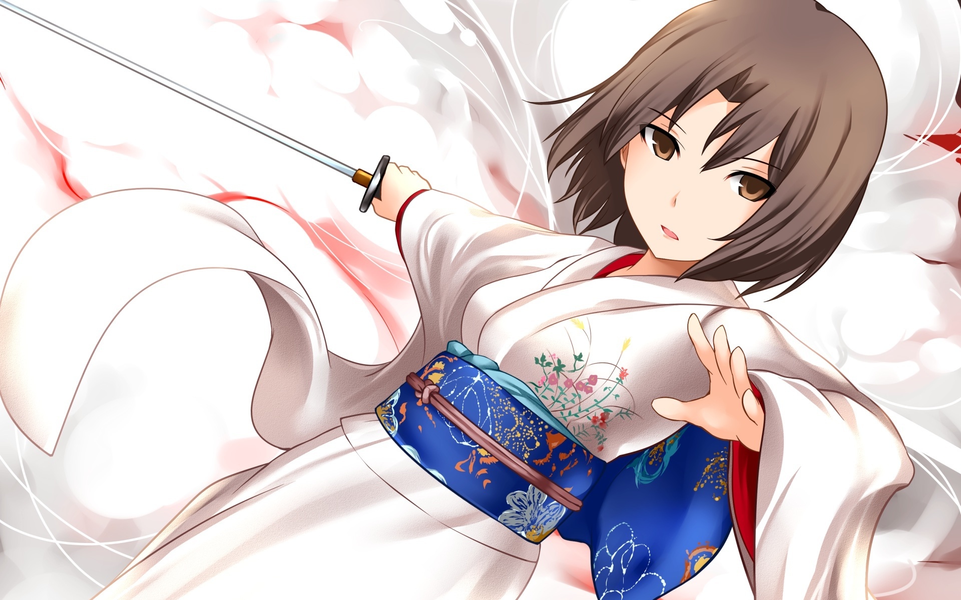 Картинки Йошимо, кара нет Kyoukai, ryougi сики, катана, кимоно фото и обои на рабочий стол