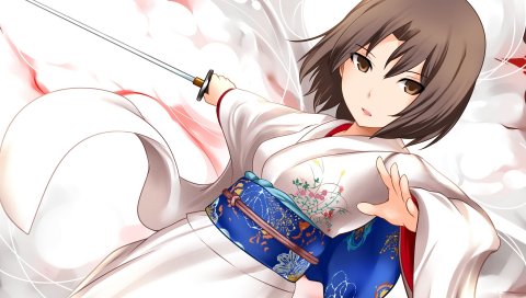 Йошимо, кара нет Kyoukai, ryougi сики, катана, кимоно