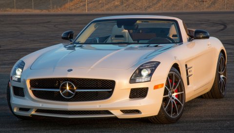 Mercedes-Benz, SLS, 63, АМГ, g? , белый, кабриолет, вид сбоку