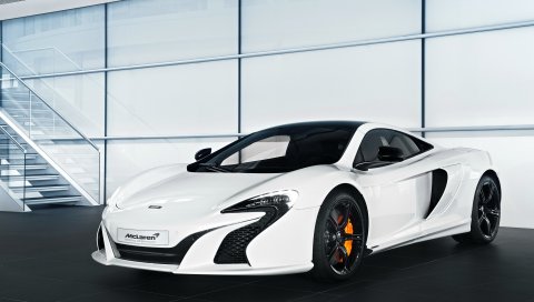 McLaren 650S, суперкар, белая, вид сбоку