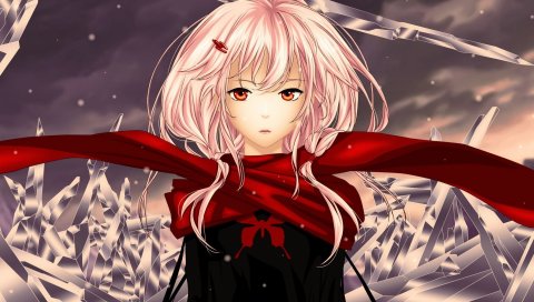 виновная корона, yuzuriha Inori, девушка, шарф