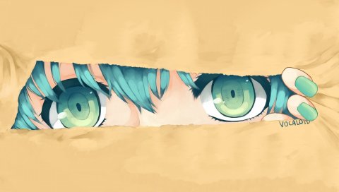 Хацунэ Мику, Vocaloid, девушка, глаза, синий