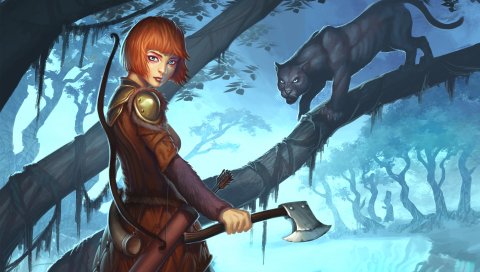 Guild Wars 2, рейнджер, девушка, пантера