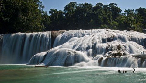 Агуа Azul, голубая вода, Мексика, водопад