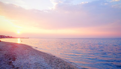 греция, море, пляж, закат