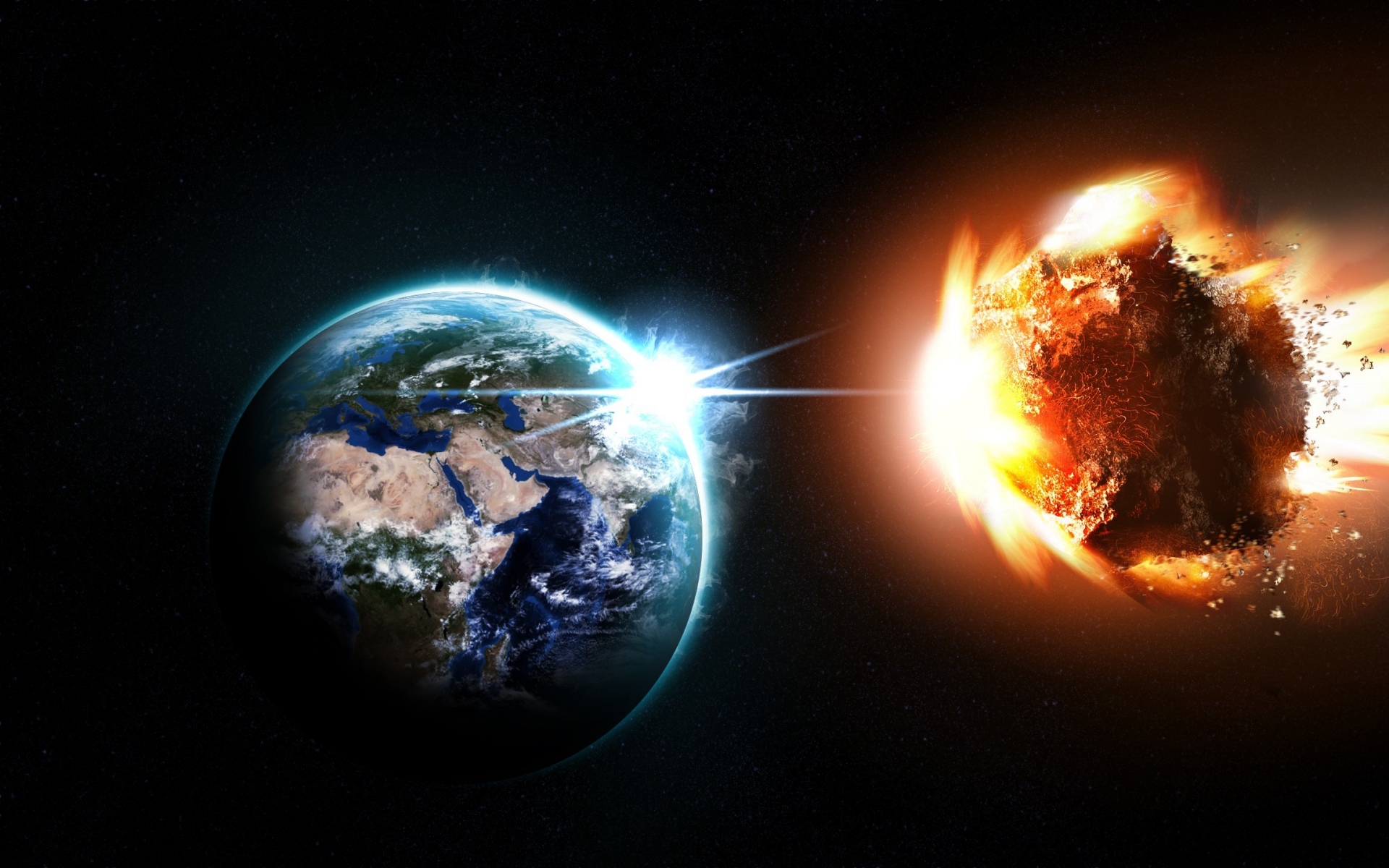 Картинки Планета, метеор, астероид, комета, взрыв, космос фото и обои на рабочий стол