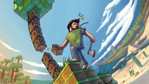Minecraft, линза для рыбьего глаза, steve
