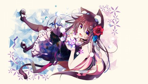 Nekomimi, девушка, кошка, искусство