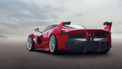 Ferrari fxx k, ferrari, hypercar, вид сзади, крылья