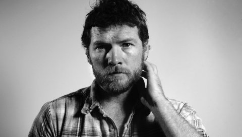 Sam worthington, лицо, борода, bw