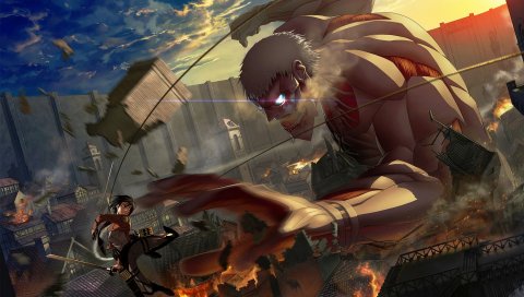 Mikasa ackerman, shingeki no kyojin, битва