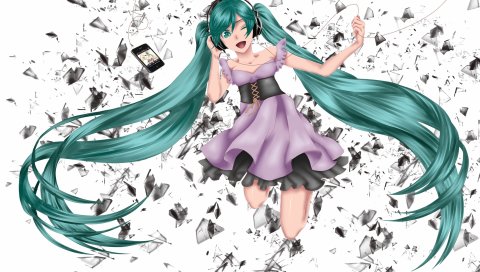 Вокалоид, hatsune miku, музыка, наушники