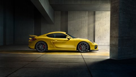 Porsche, cayman, gt4, yellow, 2015