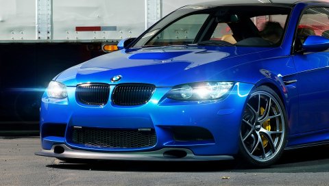 Bmw, m3, e92, синий, вид спереди
