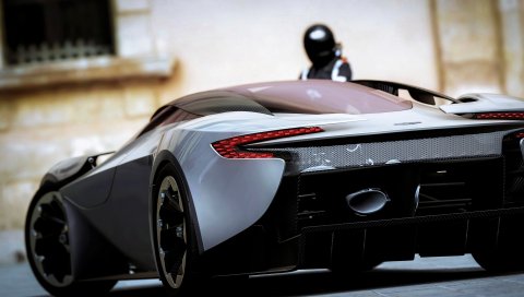 Aston martin, вид сзади, черный, спортивный автомобиль