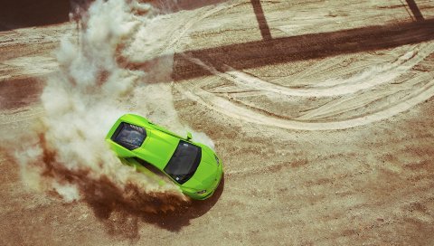 Lamborghini, huracan, lp640-4, зеленый, дрейф
