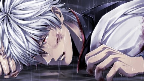 Gintama, sakata gintoki, искусство, порез, мальчик