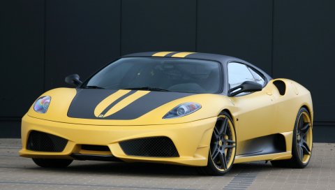 Ferrari f430, ferrari, желтый, вид сбоку
