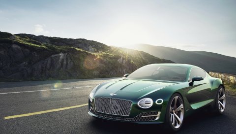 2015, bentley, exp 10, зеленый, вид спереди