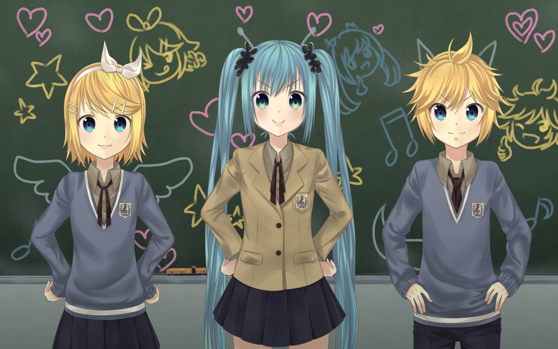 Картинки Вокалоид, кагамин len, kagamine rin, hatsune miku, студенты фото и обои на рабочий стол