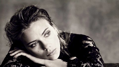 Scarlett johansson, актриса, знаменитость, лицо, bw