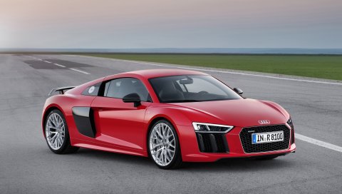 ауди, r8, v10, красный, 2015
