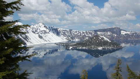 кратер озера , национальный парк, орегон, гора, озеро ,