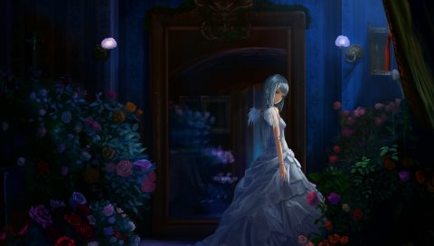 Розен Maiden, Suigintou, девушка, платье, ночь, для посуды, свечи