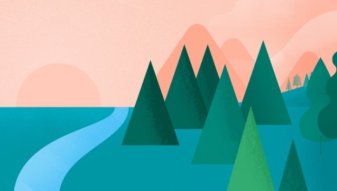 Искусство, деревья, рисунок, минимализм